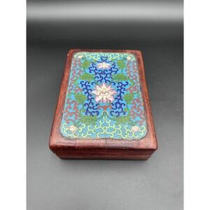 Antique Chinese Rosewood Cloisonne Box